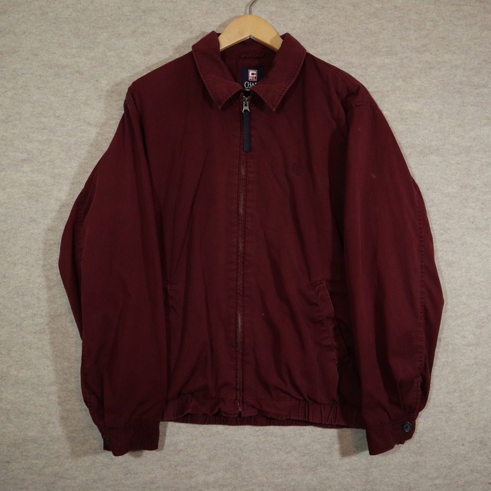 Chaps Ralph Lauren Harrington Jacket Mens Medium Burgundy Maroon Cotton Vintage